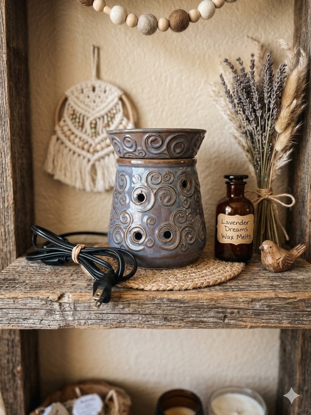 Scentsy Artisan Collection Ceramic Wax Warmer Blue Bronze Intricate Swirl - Picture 7 of 7